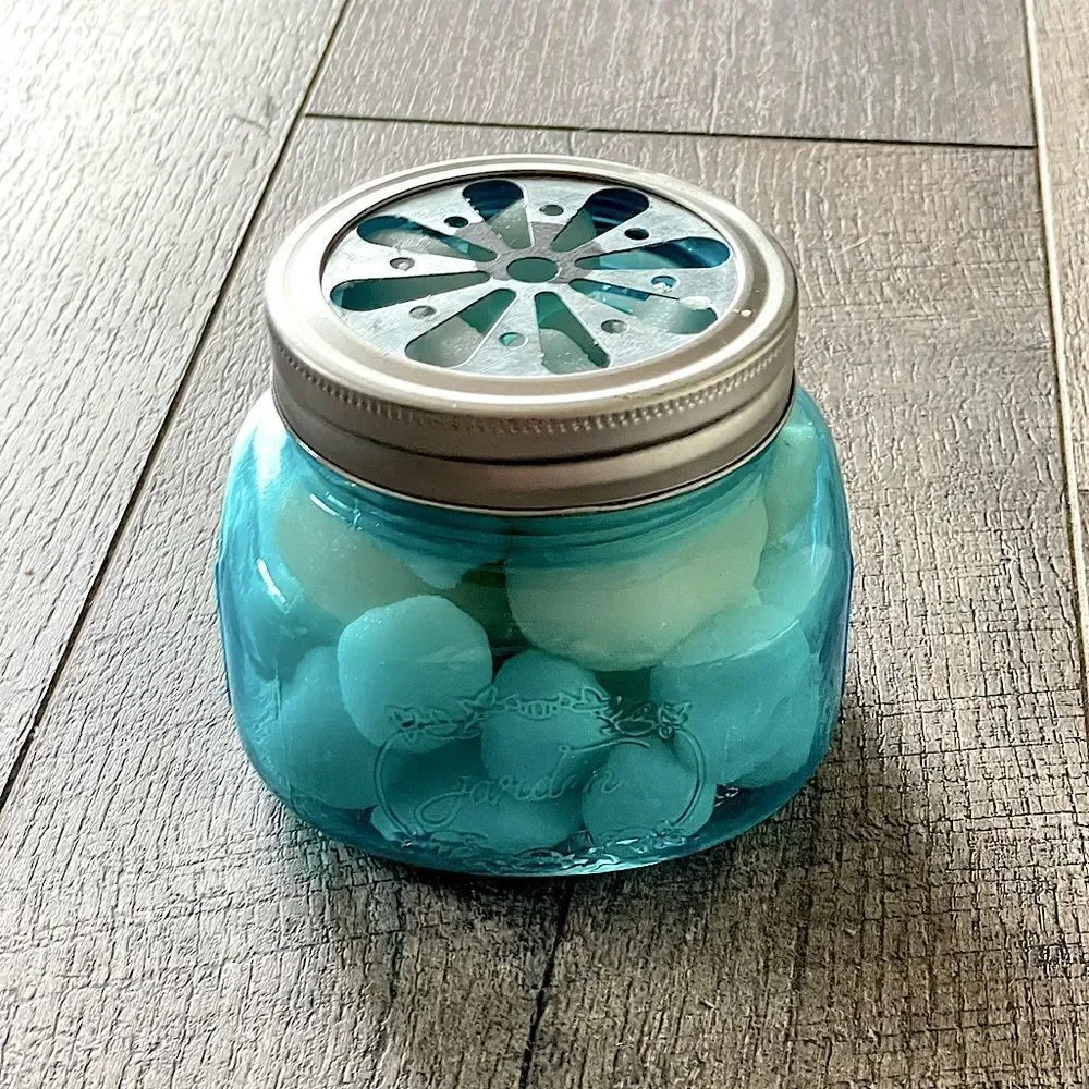 Unique, Vintage, Blue, Jarden Mason Jar ( “Marshmallow” Soap Included)  Decor.